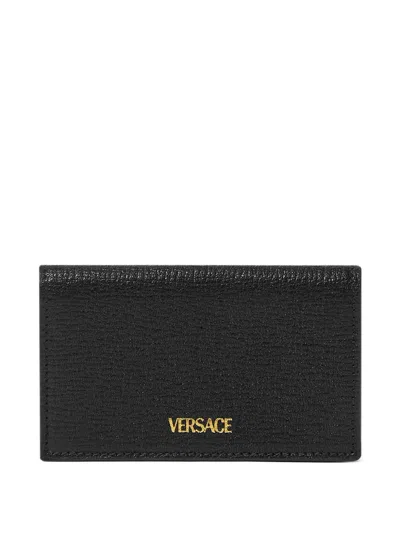 Versace Logo-plaque Wallet In Black