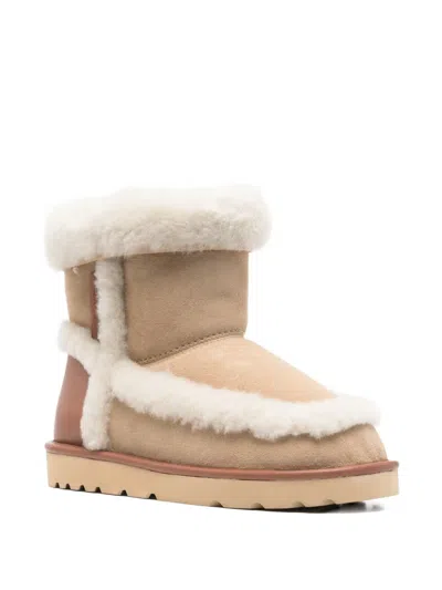 Chloé Dolcie Shearling-trimmed Suede Ankle Boots In Neutral