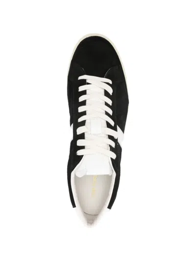 Tom Ford Blake Leather-trimmed Suede Sneakers In Black