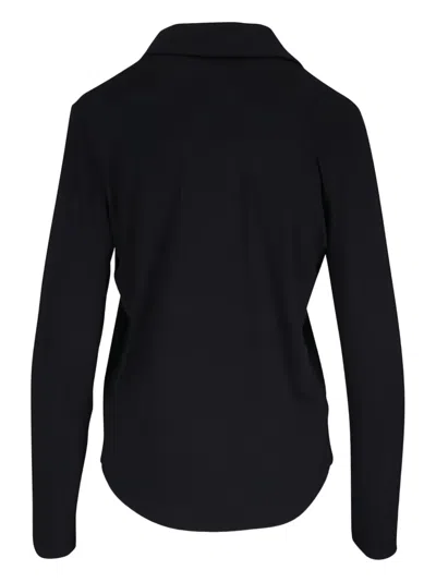 Majestic Buttoned Collared Top In Black