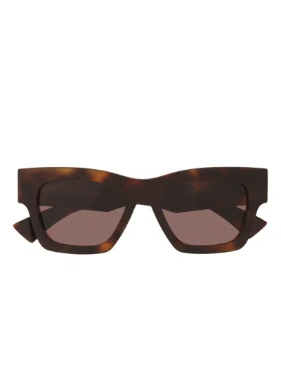 Gucci Rectangle-frame Sunglasses In Brown