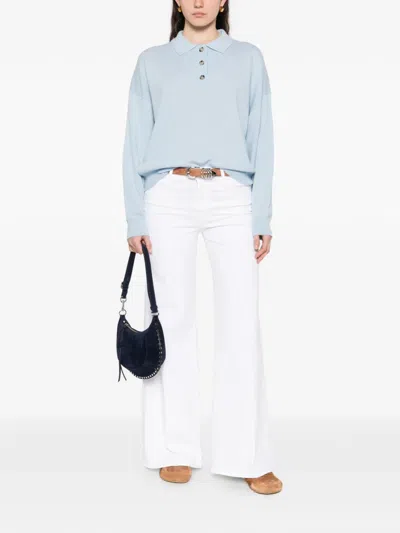 Allude Button Collared Polo Shirt In Blue