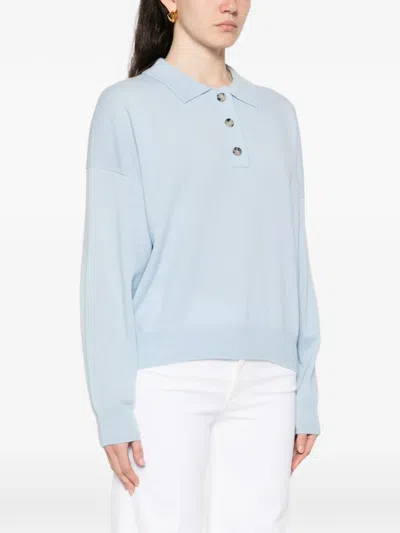 Allude Button Collared Polo Shirt In Blue