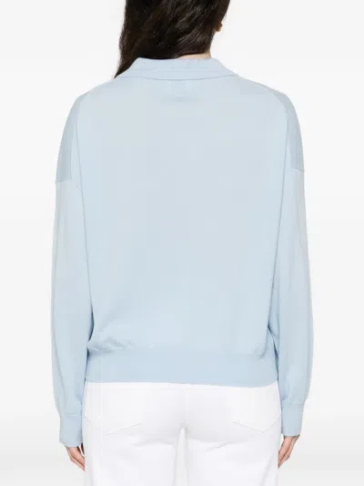 Allude Button Collared Polo Shirt In Blue