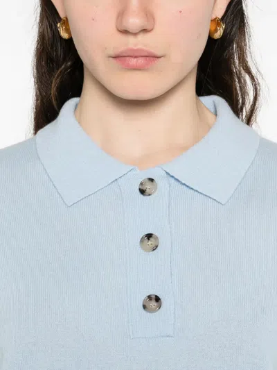 Allude Button Collared Polo Shirt In Blue
