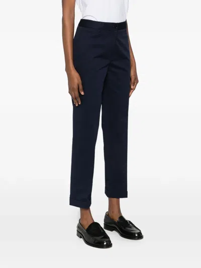 Aspesi Classic Trousers In Navy Blue Cotton In Blue
