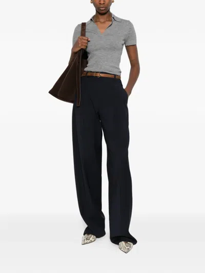 Max Mara Studio Bacio Belted Pence Pants In Blue
