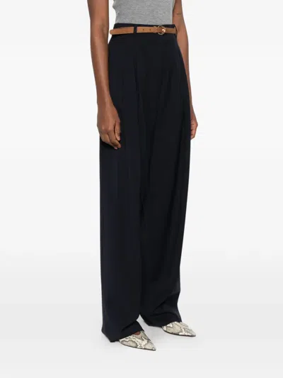 Max Mara Studio Bacio Belted Pence Pants In Blue