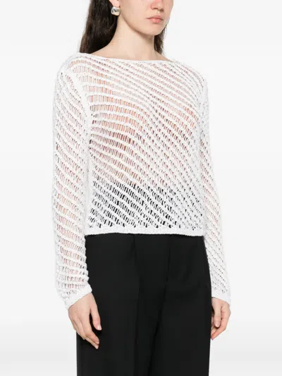 Pinko Sweaters Bianco Silver In White