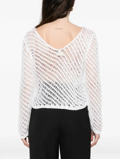 Pinko Sweaters Bianco Silver In White