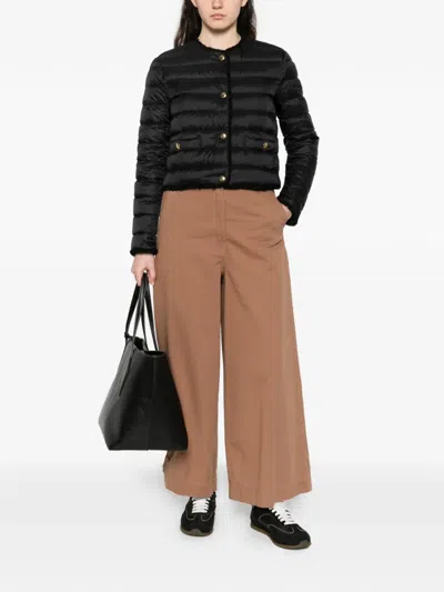 Moncler Fleurs Button Quilted Jacket In Black