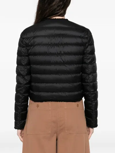 Moncler Fleurs Button Quilted Jacket In Black
