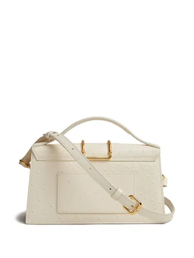 Jacquemus Structured Rectangular Handbag With Off-white Ostrich Effect In White