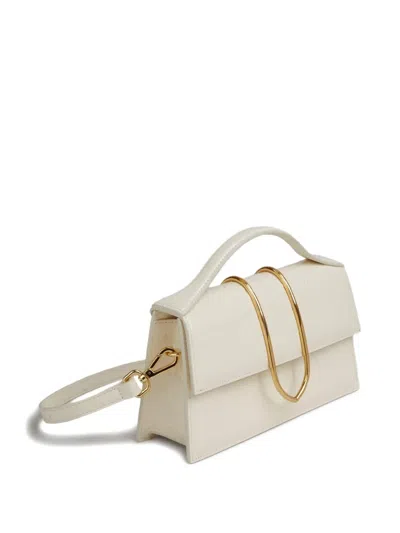 Jacquemus Structured Rectangular Handbag With Off-white Ostrich Effect In White