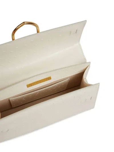 Jacquemus Structured Rectangular Handbag With Off-white Ostrich Effect In White