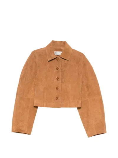 Rohe Rounded Textured Suede Jacket In Brown