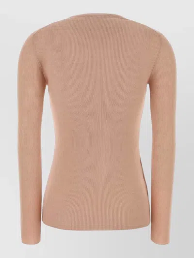Prada Wool Sweater Long Sleeves Crew Neck Ribbed In Pink