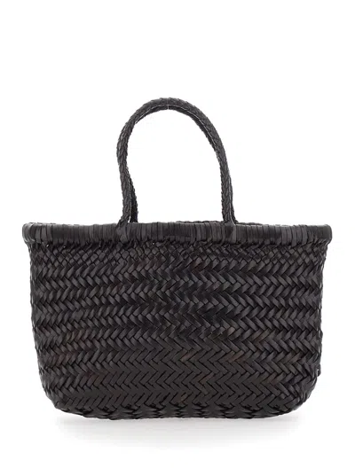 Dragon Diffusion Mini Flat Gora Basket 23x17x6 Cm Buff Calf Leather In Brown