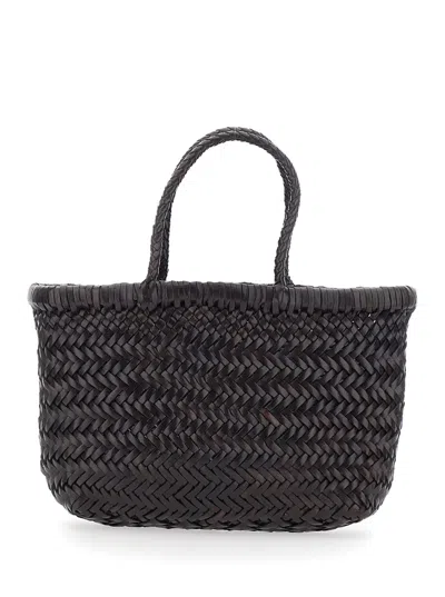 Dragon Diffusion Mini Flat Gora Basket 23x17x6 Cm Buff Calf Leather In Brown