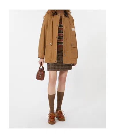 Weekend Max Mara Leather-collared Patch-pocket Jacket In Brown