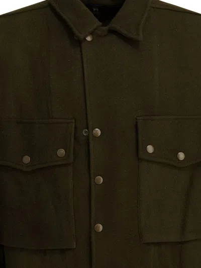 Needles Wool Overshirt With Maxi-pockets In Green