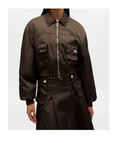 Ganni Duchesse Nylon Bomber Jacket In Brown