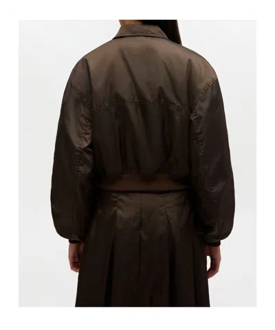 Ganni Duchesse Nylon Bomber Jacket In Brown