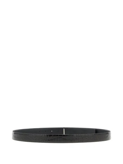 Tom Ford Reversible Python-print Buckle Belt In Black