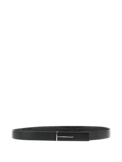 Tom Ford Reversible Python-print Buckle Belt In Black