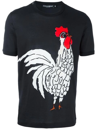 Dolce & Gabbana Black Rooster Print T-shirt