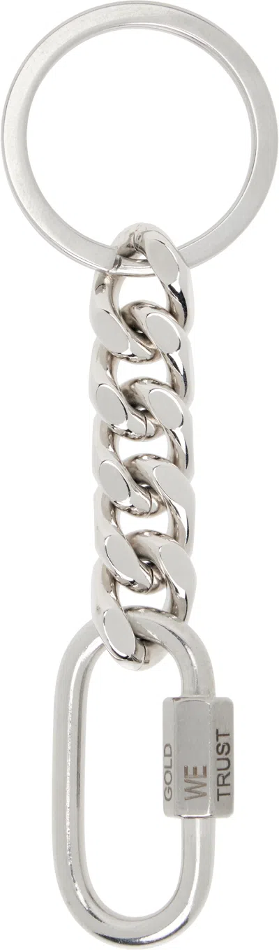 In Gold We Trust Paris Silver Curb Chain Keychain In Metallic | ModeSens