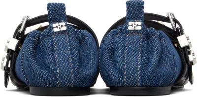 Ganni Sue Denim Ballerina Flats Dark Blue Vintage