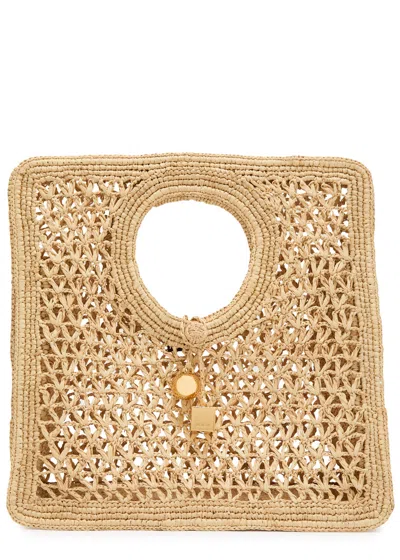 Jacquemus Small The Spiaggia Circular-handle Crochet Tote Bag In Brown