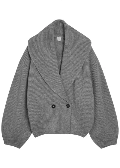 Totême Womens Grey Shawl-lapel Knitted Wool-blend Cardigan In Gray
