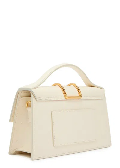 Jacquemus Structured Rectangular Handbag With Off-white Ostrich Effect In White