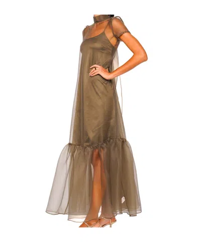 Staud Calluna Thyme Sheer Organza Maxi Dress In Green