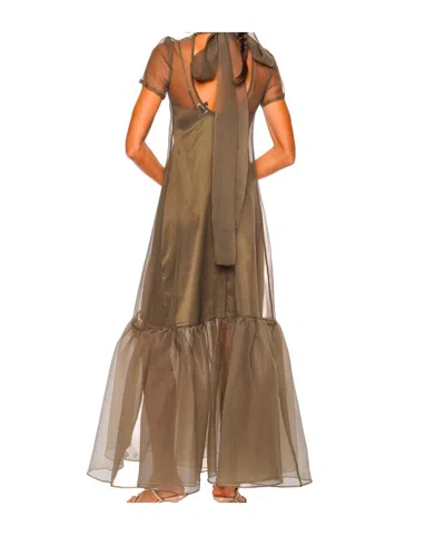 Staud Calluna Thyme Sheer Organza Maxi Dress In Green