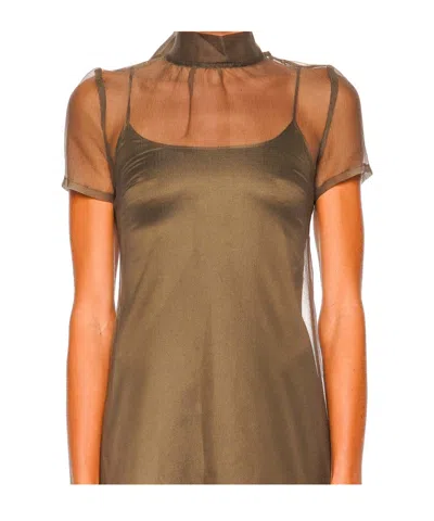Staud Calluna Thyme Sheer Organza Maxi Dress In Green