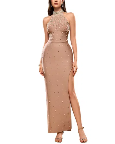 Adele Berto Solid Maxi Dress In Neutral