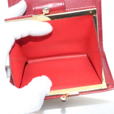 Pre-owned Celine Circle Logo Compact Wallet Leather Red Leather Wallets Accessory ()