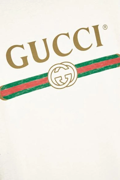 Shop Gucci Appliquéd Distressed Printed Cotton-jersey T-shirt