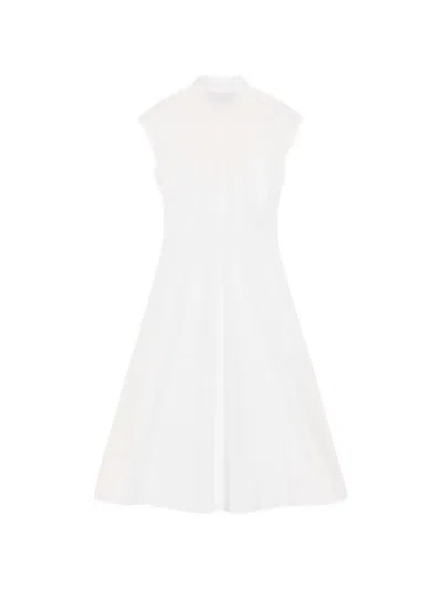 Valentino Broderie Anglaise-trimmed Cotton-poplin Midi Dress In White
