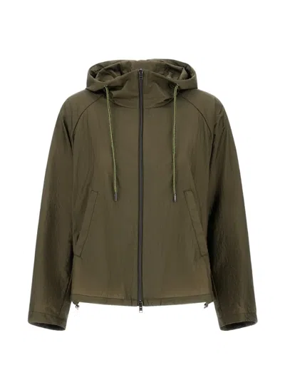 Herno Military Green Sport Jacket With Hood In Green