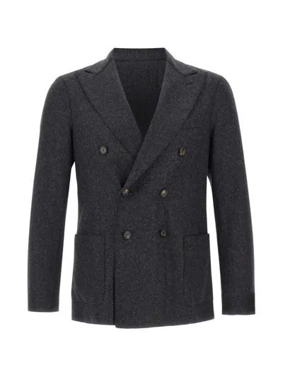 Eleventy Double-breasted Blazer In Black