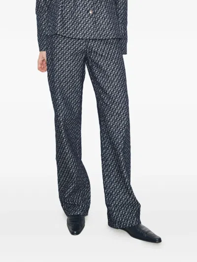 Tory Burch Patterned Straight-leg Jean In Blue