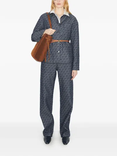 Tory Burch Patterned Straight-leg Jean In Blue