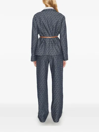 Tory Burch Patterned Straight-leg Jean In Blue