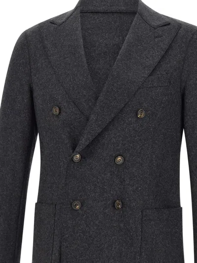 Eleventy Double-breasted Blazer In Black