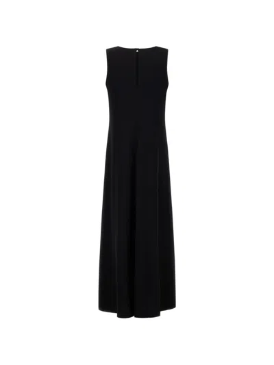 Herno Sleeveless Diagonal Dress Draped Metal Ring In Black