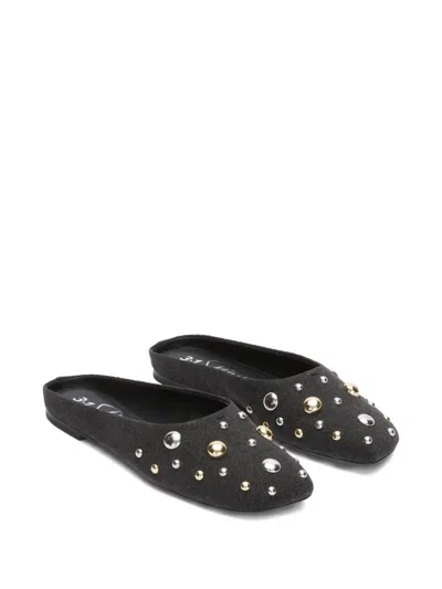 3.1 Phillip Lim Id Mule Flat With Dome Embellishment In Black